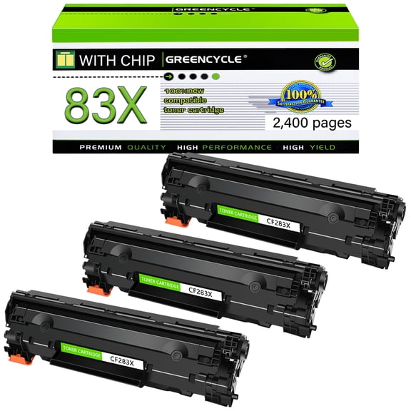 GREENCYCLE 3 Pack Compatible for HP 83X CF283X Black Toner Cartridge Replacement with Laserjet Pro MFP M201dw M201n M225dn M225dw M225rdn Printer