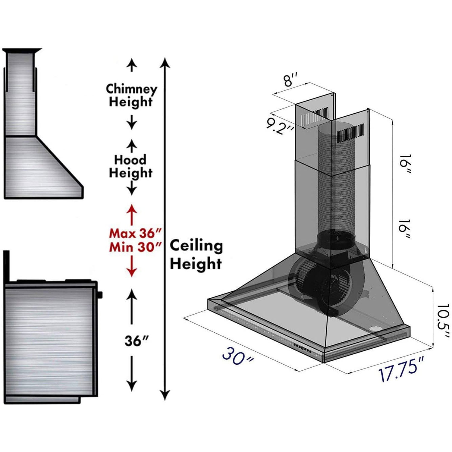 ZLINE 48 in. Wall Mount Range Hood in Stainless Steel (KB-48)
