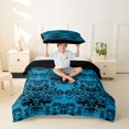 thumbnail image 2 of Homewish Retro Damask Floral Twin Duvet Cover,Happy Halloween Skull Twin Bedding,Black Reversible,2-Piece,1 Duvet Cover and 1 Pillowcase, 2 of 6