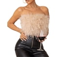 thumbnail image 1 of Txlixc Mujeres Sexy Strapless Crop Top Y2k Faux Fur Tube Top Fairy Mini Chaleco Fluffy Tight Bra Top Estética Clubwear ( Txlixc Estilo de ocio, 1 of 9