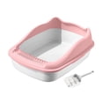 thumbnail image 2 of Caja de arena para gatos, bandeja de arena para gatos de interior con cuchara, no pegajosa, inodoro antisalpicaduras para gatitos, lados altos para, 2 of 8