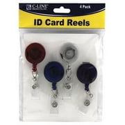 C-Line ID Card Reel with Clip & Snap-On ID Strap, Assorted Colors, Pack of 4