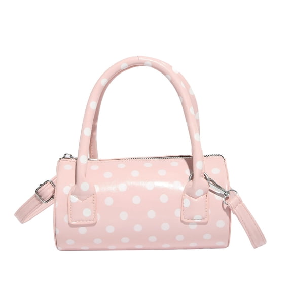 Polka Dot Crossbody Bags for Women Round Boston Bag Glossy Purses Women Satchel Handbag Cute Mini Bucket Bag Trendy