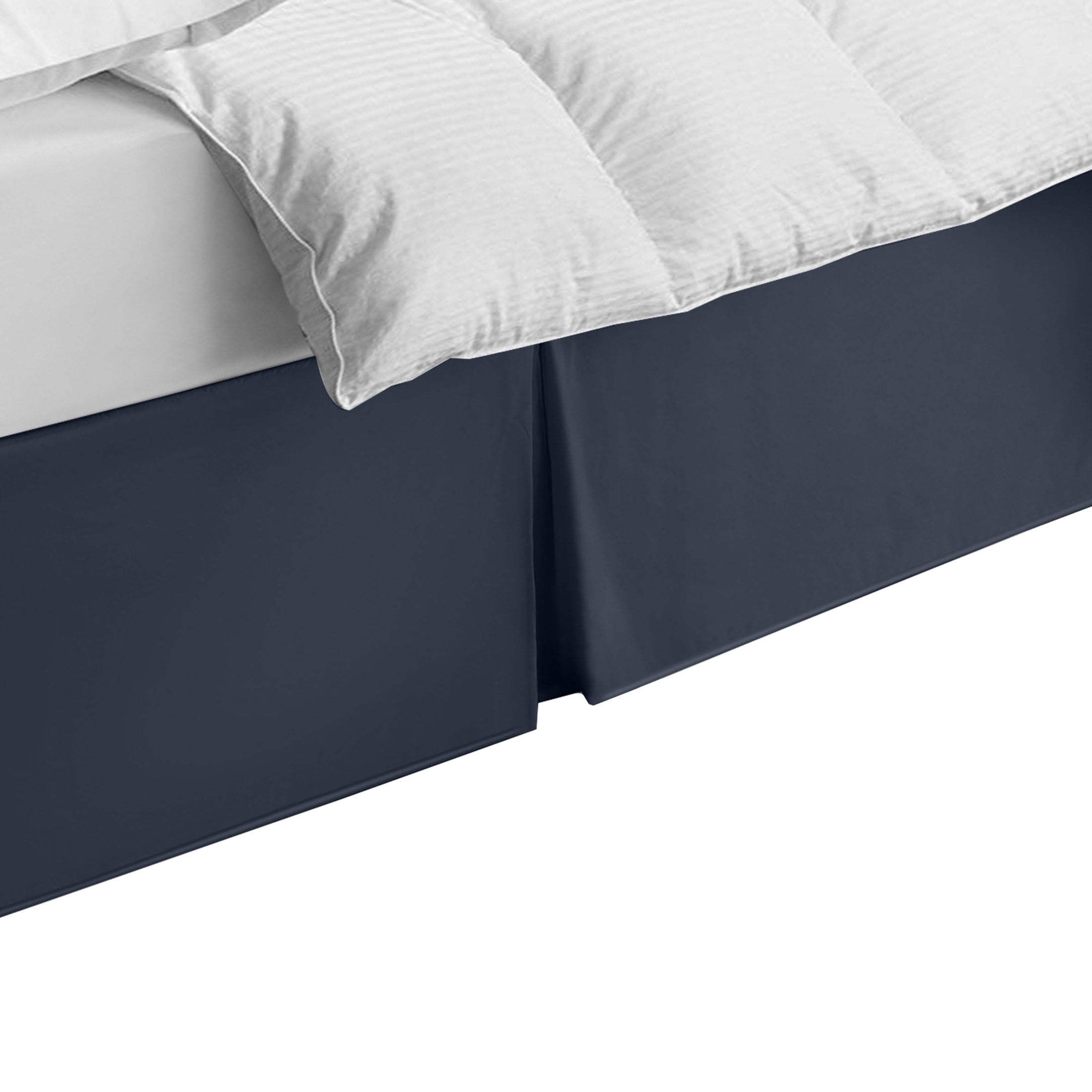 WonderSkirt Wraparound Tailored 15" Microfiber Bedskirt, Navy, King