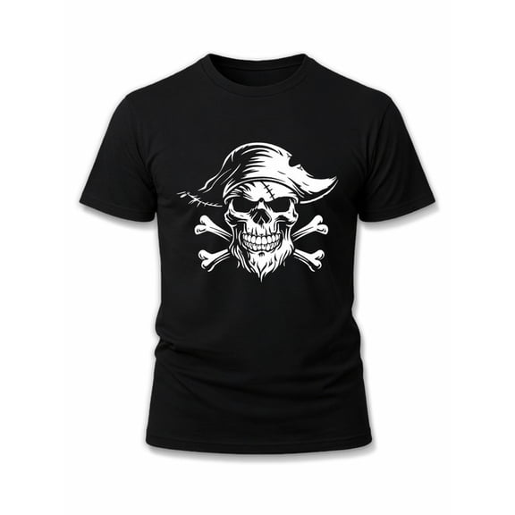 Greenink Pirate Skull Crossbones Tee Mens t-shirt black top summer fun and playful, cool T-shirt, funny T-shirt Casual Unisex Shirt Graphic Tee tshirts