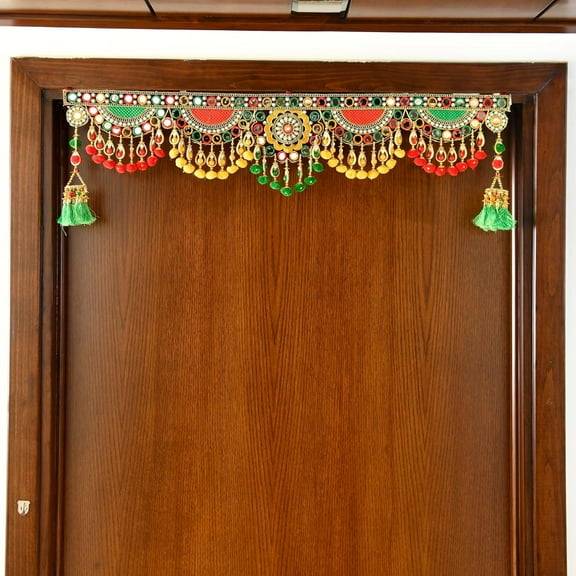 Toran Toranam Hanging Bandarwal for Main Entrance Door Pooja Room Wall Home Decoration Handmade Latest Vintage Traditional Multi Zula Pearl Beads (36.6 Inch Length)
