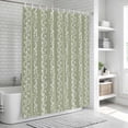 thumbnail image 5 of Shower Curtain Floral Leaves Stripes Bathroom Curtains with Hooks, Waterproof Fabric Sage Green Vines Striped Bath Shower Curtains Set for Bathroom Bathtubs Decor 72x72 Inch, 5 of 9