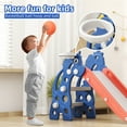 thumbnail image 3 of KORIMEFA Toddler Slide Indoor for Toddlers 1-3 Baby Slide Outdoor Playset with Basketball Hoop and Ball Plastic Foldable Slides for Kids Backyard Climber Set, Blue, 3 of 12