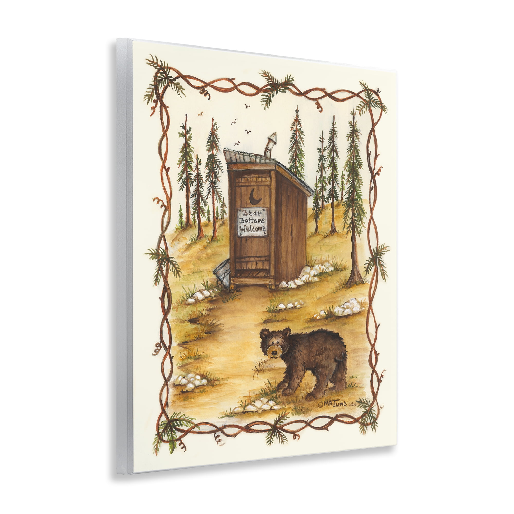 Stupell Industries Bear Bottoms Welcome Animals & Insects Painting Unframed Art Print Wall Art, 11 x 14