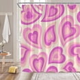 thumbnail image 2 of Valentine''s Day Shower Curtain Hot Pink Heart Sweet Love Romantic Women Girl Beige Modern Extra Long Bathroom Decor Curtain with Hooks,70" Wx84 H, 2 of 6