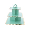 thumbnail image 3 of MTBLYS Soporte de 3 niveles para cupcakes y postres|ideal para fiestas de cumpleaños y bodas| Bandeja de plástico escalonada con borde dorado festoneado para servir cupcakes|pasteles o aperitivos, 3 of 7