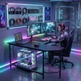 thumbnail image 3 of EDX Stylish L-shaped desk optimizes space, boosts productivity with ample dual-surface workspace and ergonomic modern design, Black, 3 of 7