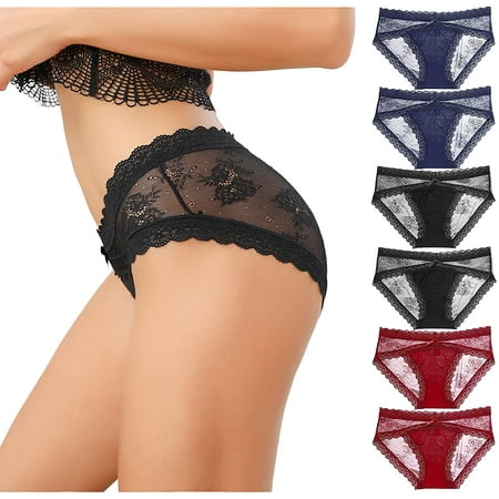 

LEVAO Women Lace Underwear Sexy Breathable Hipster Panties Stretch Seamless Bikini Briefs 6 Pack