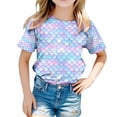 thumbnail image 4 of WERYOUNG Toddler Girls Multicolor Fish Scale Print Casual Shirt Summer Short Sleeve Tops Cozy Dailywear, Blue 8-9 Years, 4 of 4