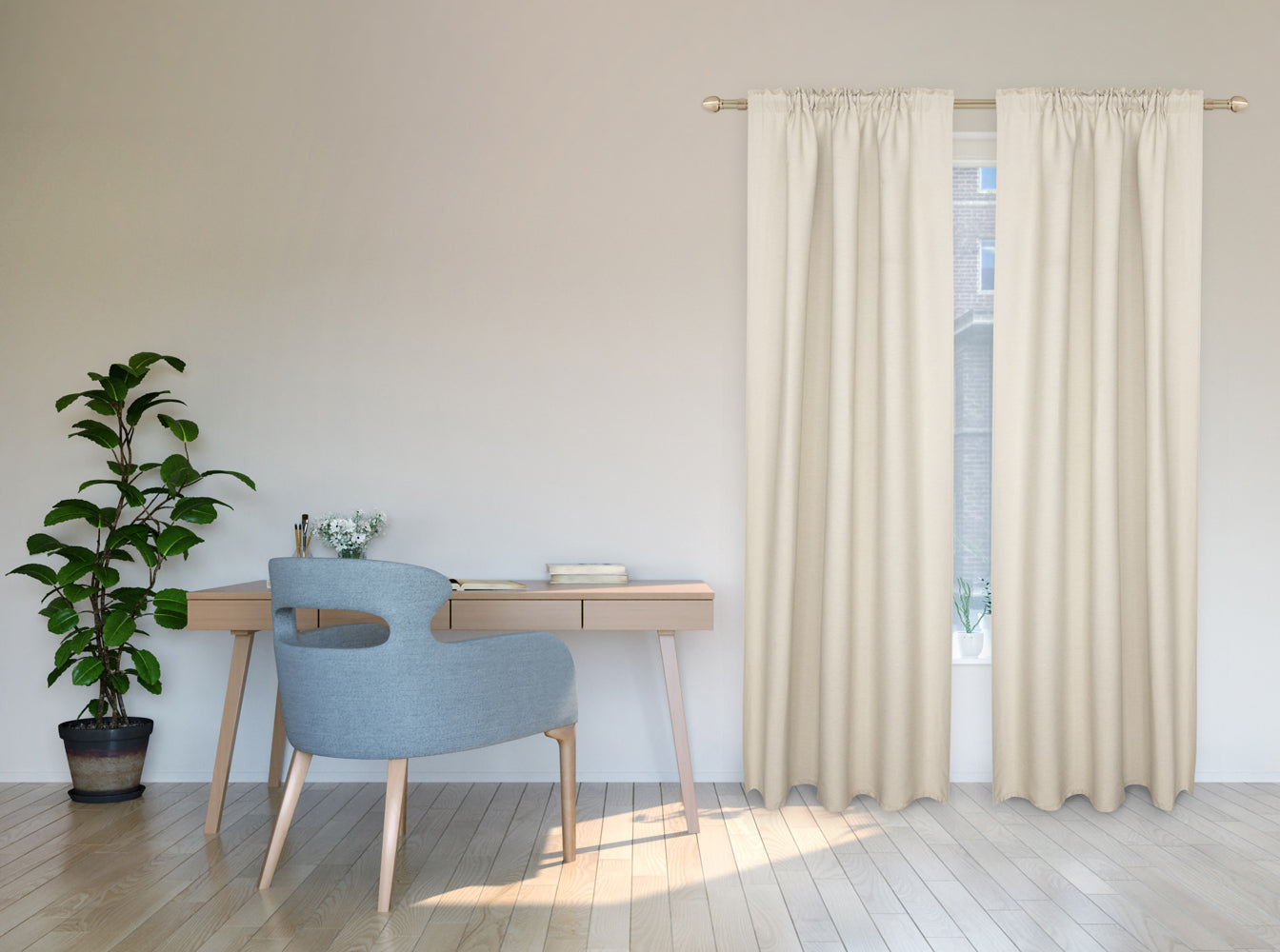 Lumi Home Furnishings 5/8" 28in. -48in. Drapery Single Curtain Rod Set with Acorn finials_Soft Gold 2-PACK