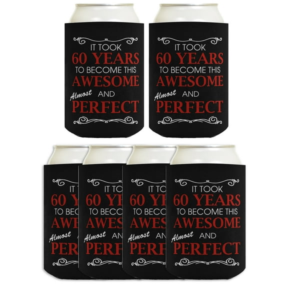 ThisWear 60th Birthday Gifts for Women It Took 60 Years to Become This Awesome and Almost Perfect 6 Pack Can Coolie Drink Coolers Coolies Black