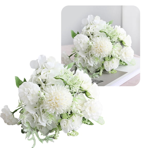 Artificial Flowers Bouquet Peony Hydrangea 1 Bunch White Silk for Wedding Centerpieces