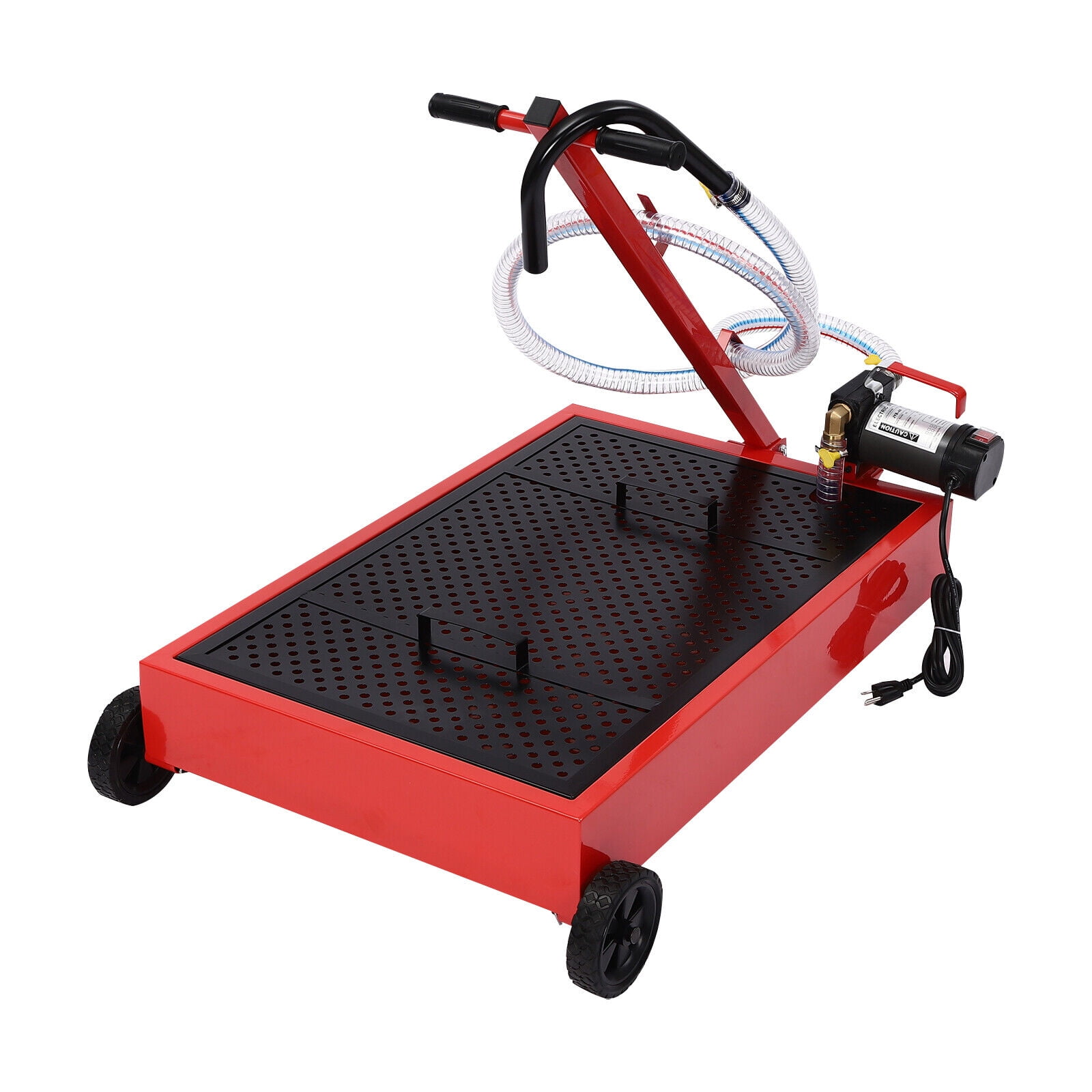 17 Gallon Portable Oil Drain with Pump Truck Oil Drain Low Profile Oil Change Pan Black