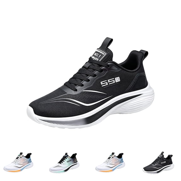 Domzle Men's Lightweight Running Shoes, Breathable Mesh Athletic Sneakers, Lace Up Cushioned Casual Walking Shoes for Workout Training Green