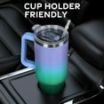 thumbnail image 4 of 40 oz Tumbler with Handle and Straw Lid | Vacuum Insulated Leak Proof Tumbler | Stainless Steel Water Bottle Cup Gifts for Dads Moms Women Men Him Her | Cream Checkered, 4 of 7
