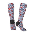 thumbnail image 4 of Balery Starfish Navy Blue Stripe Printed Novelty Socks Men's Women's Crew Socks Sports Socks Knee High Socks Cotton Socks Quirky and Cool Socks, 4 of 9