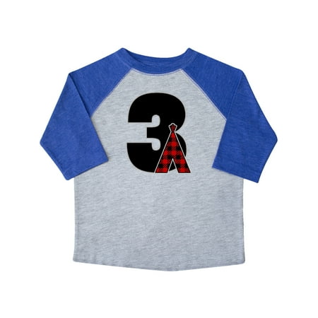 

Inktastic 3rd Birthday Buffalo Plaid Teepee Gift Toddler Boy or Toddler Girl T-Shirt