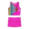 thumbnail image 3 of iEFiEL Kids Girls 2-Piece Activewear Modern Dance Sports Outfit Racer Back Vest Tops with Shorts Gym Suit Hot Pink Leotard 16, 3 of 7