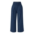 thumbnail image 3 of USNSM Women's Wide Leg Yoga Trousers Fashion Comfy Loose Fit Palazzo Pants Lounge Breathable Jogger Straight Trousers Navy M, 3 of 4