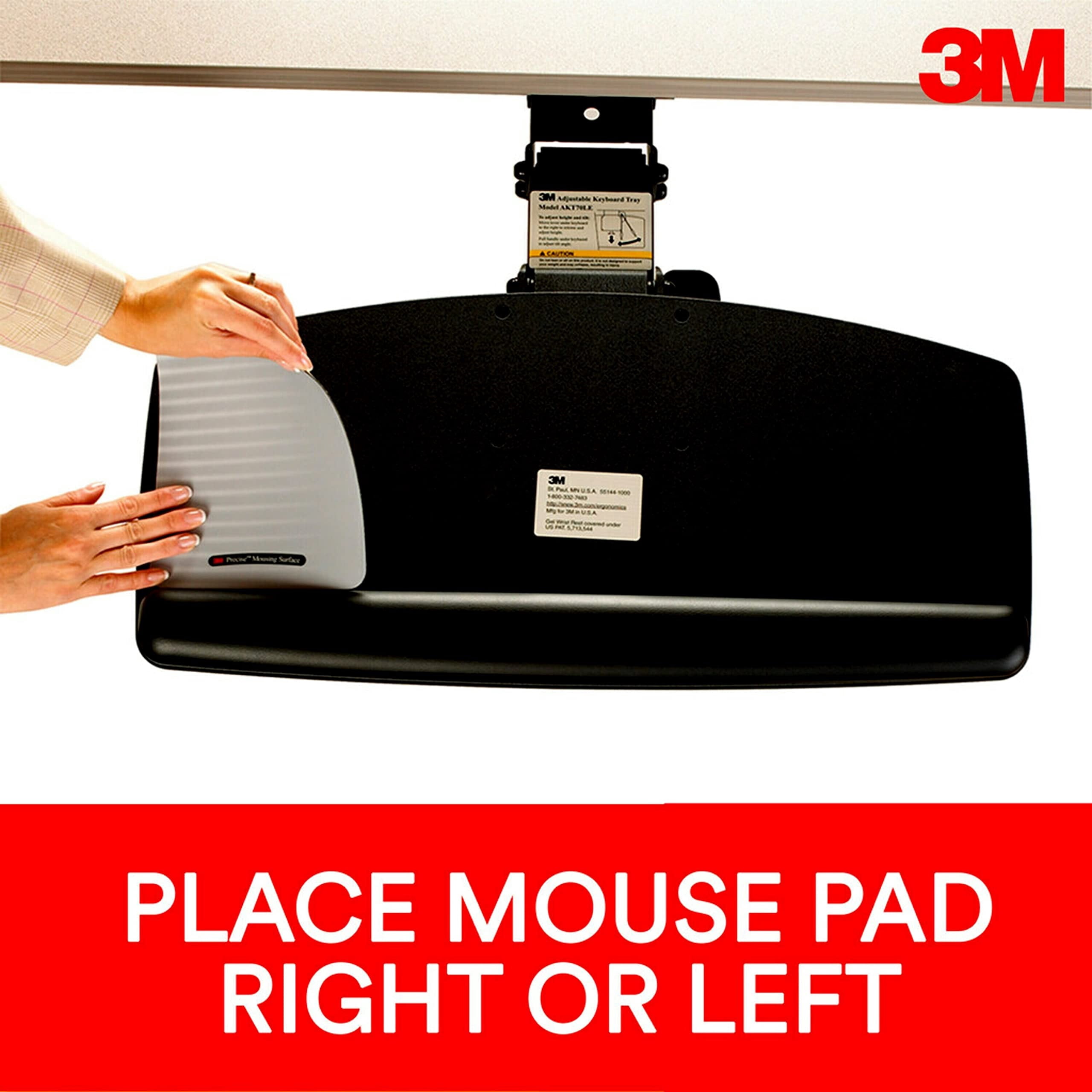 3M, MMMAKT90LE, Easy Adjust Keyboard Tray with Standard Keyboard and Mouse Platform, 1, Black