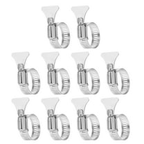Uxcell Stainless Steel Hose Clamp, 10 Pcs 18-32mm (0.8-1.3Inch) Adjustable Thumb Screw Key Type Clamps Worm Gear Hose Clamp for Plumbing Fastener Tube Radiator Garden, Silver Tone