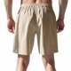 thumbnail image 3 of pstuiky Pantalones cortos de gimnasio para hombre, Pantalones cortos de lino con cintura elástica y botones de color liso para hombre, versátiles y a la moda., 3 of 8