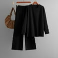 thumbnail image 2 of AINIYS Womens 2 Piece Outfits Oversized Knit Sweater Set Wide Leg Pant Cozy Loungewear Matching Sets 2025 Trendy Clothes Black Free Size, 2 of 3