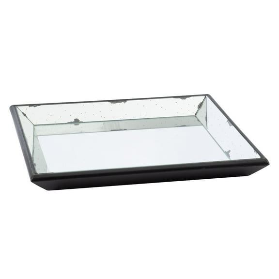 Decorative Square Tray - 24 Inch Mirrored Surface Tray, Modern Black Tray for Display, Home Accent Tray