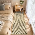 thumbnail image 3 of Garvee 2'x6' Geometric Runner Rug Distressed Striped Decorative Carpet, Non‑Slip Washable Indoor Rug for Hallway Bedroom Kitchen, Nature, 3 of 6