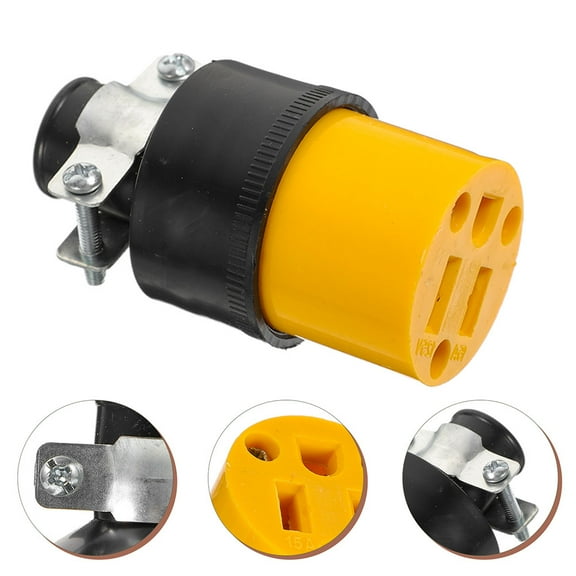 Soimiss Female Extension Cord Plug Replacement Rectangular Grounding Connector 1Pack