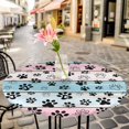 thumbnail image 6 of Blue Pink Dog Paws Prints Round Tablecloth for 55-60 Inch Tables, Fitted Table Cover with Elastic Edge, Farmhouse Beige Wood Waterproof Outdoor Table Cloth Protector for Patio Garden Dinner Picnic, 6 of 9