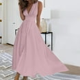 thumbnail image 2 of IROINNID Wedding Guest Dresses for Women Homecoming Party Spring/Summer Sleeveless Color V-Neck Wrapped Chest Dress Long Dress Trendy Formal Dress,Pink, 2 of 6