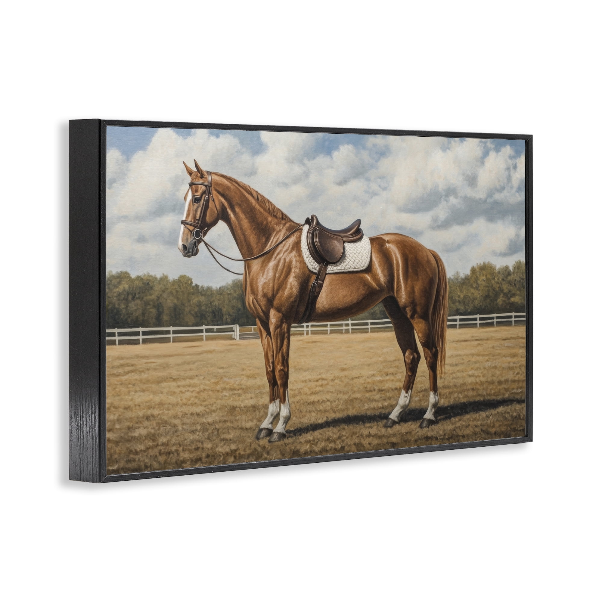 Stupell Industries Saddled Up Chestnut Horse Black Framed Giclee Art, design by Petal Prints Design