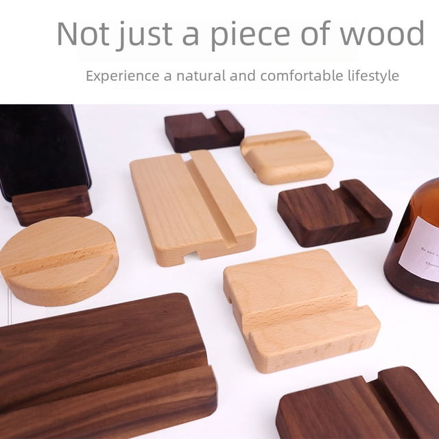 Base de madera de nogal negro para teléfono móvil, soporte de exhibición para tableta, soporte de escritorio para teléfono móvil, base de madera maciza