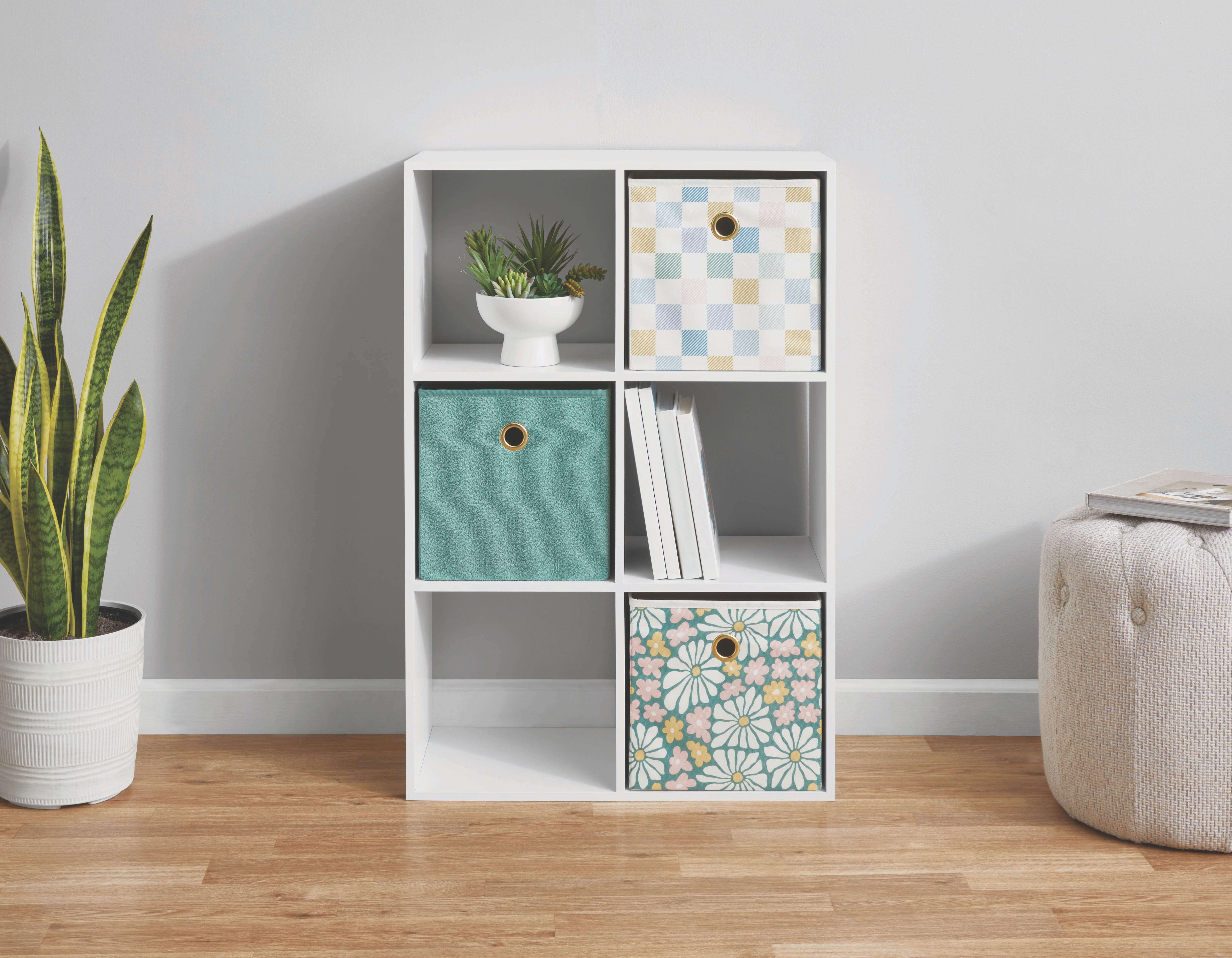MAINSTAYS 6 CUBE STORAGE ORGANIZER, WHITE