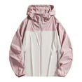 thumbnail image 2 of Fengqque Men's UPF 50+ Sun Protection Hoodie Jacket Zip Up Lightweight Long Sleeve Color Blocked UV Fishing Shirts Quick Dry Zip Pockets Purple M(M), 2 of 6