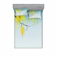 thumbnail image 2 of Ambesonne Floral Fitted Sheet & Pillow Sham Set, Flowers Bud Blossom Art, Twinxl, Yellow Brown Blue, 2 of 3