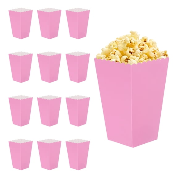 Uxcell 12 Pcs Popcorn Boxes, 2.8 Inch Popcorn Bucket Containers, Movie Night Supplies Paper Cups Holders for Cinema, Pink