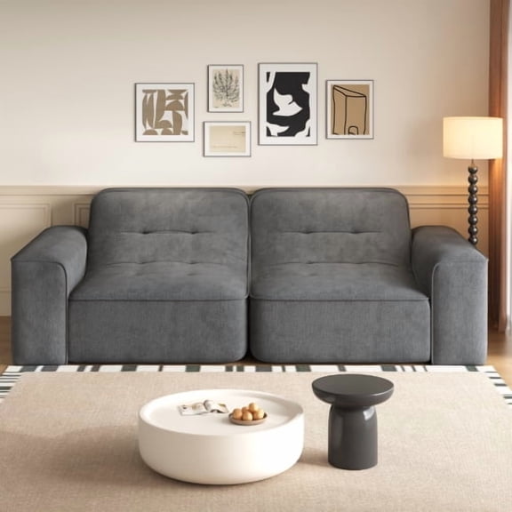 83.6" 3-Seater Modular Sectional Sofa - Tufted Sparkling Chenille Deep Seat Couch for Living Room Apartment Office,Grey