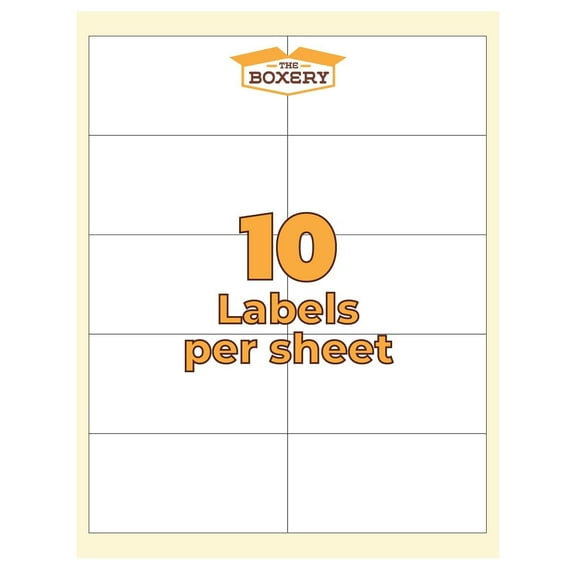 The Boxery 4" x 2" Laser/Inkjet Printer Labels, White, 10 Per Sheet, 10,000 Count