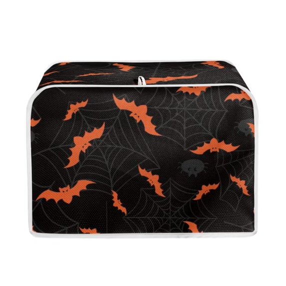 Renewold Bat Spider Web Toaster Cover 4 Slice Wide Slot Breadmaker Cover Durable Halloween Bread Toaster Oven Dustproof Cover for Kitchen Home Indoor