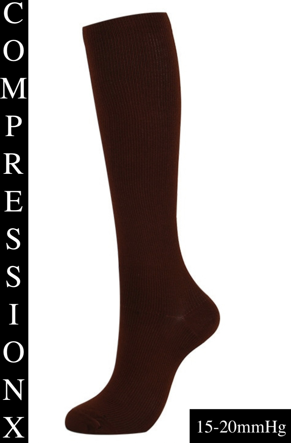 Big N Tall Compression X Socks Pain Relief Calf Leg Foot Support Stocking 4XL, Brown, XXL