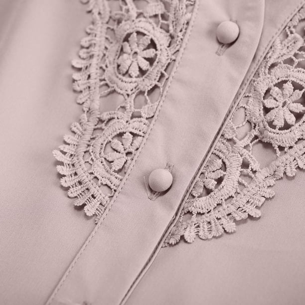 Summer 2026 New Fashion Women's Elegant Lace Shirts Solid Color V
