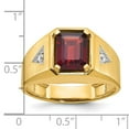 thumbnail image 2 of Auriga Fine Jewelry 14K Yellow Gold Men's Polished and Satin Garnet and 1/15 carat Diamond Complete Ring Size 10, 2 of 4