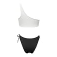 thumbnail image 5 of Afdoent Womens Bikini Sets Women's High Waist Bikini Two Piece Set Color Block One Shoulder Tie Bikini Push Up Swimsuit 2026 Retro Swimsuit, 5 of 5